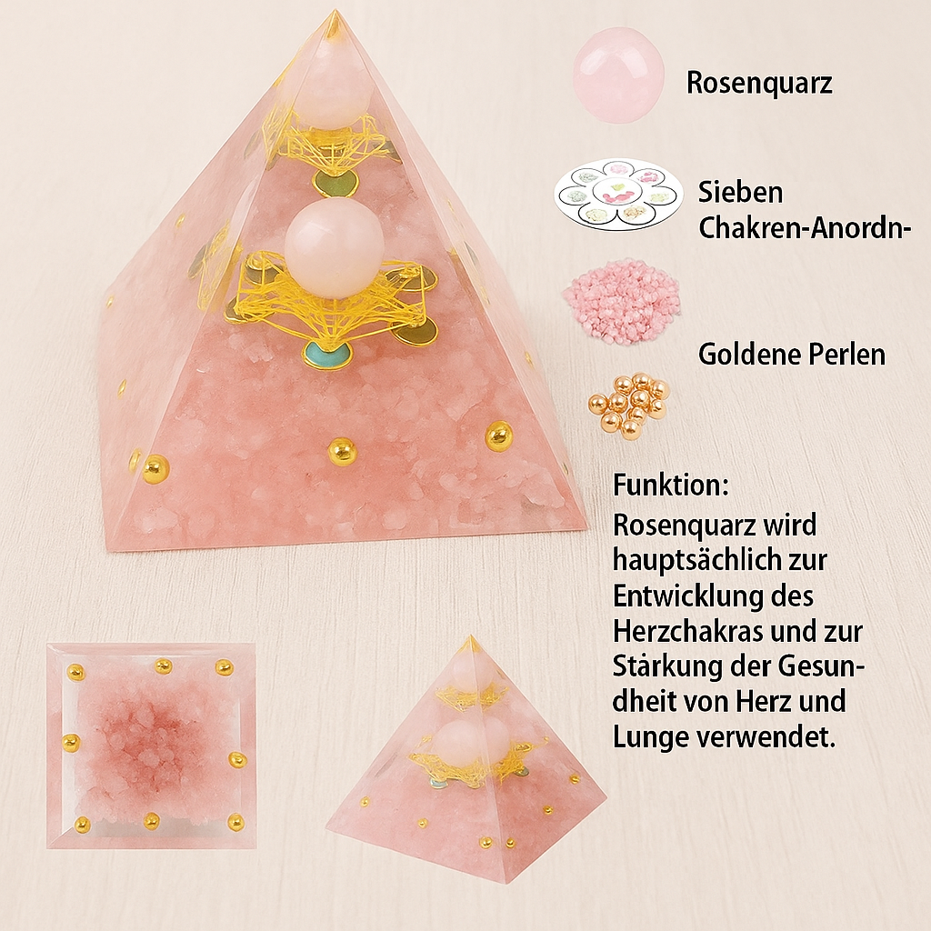 Kristall-Energiepyramide – Peridot & Amethyst für Reiki & Chakra-Heilung