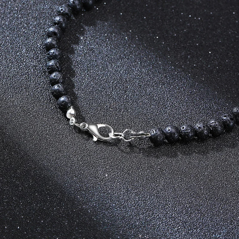 Tibetische Phurba Dolch Halskette – Kilaya & Tigerauge mit Lava Stein