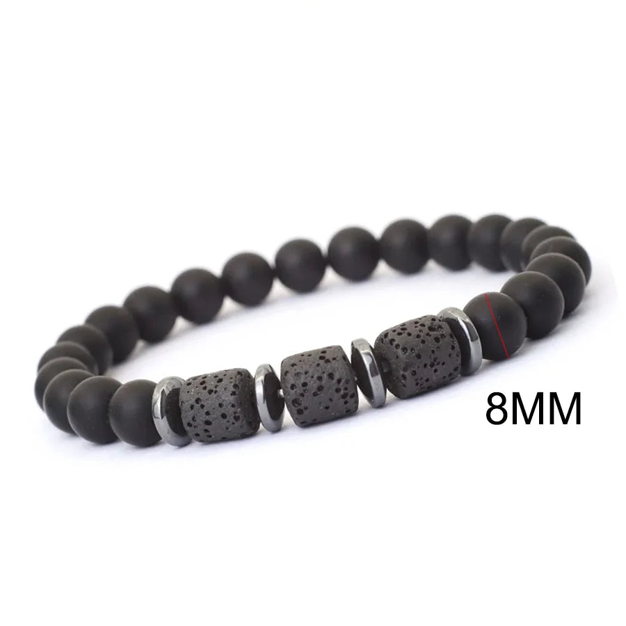 Schwarz Matt Onyx & Lava Armband – Energie & Balance Schmuck