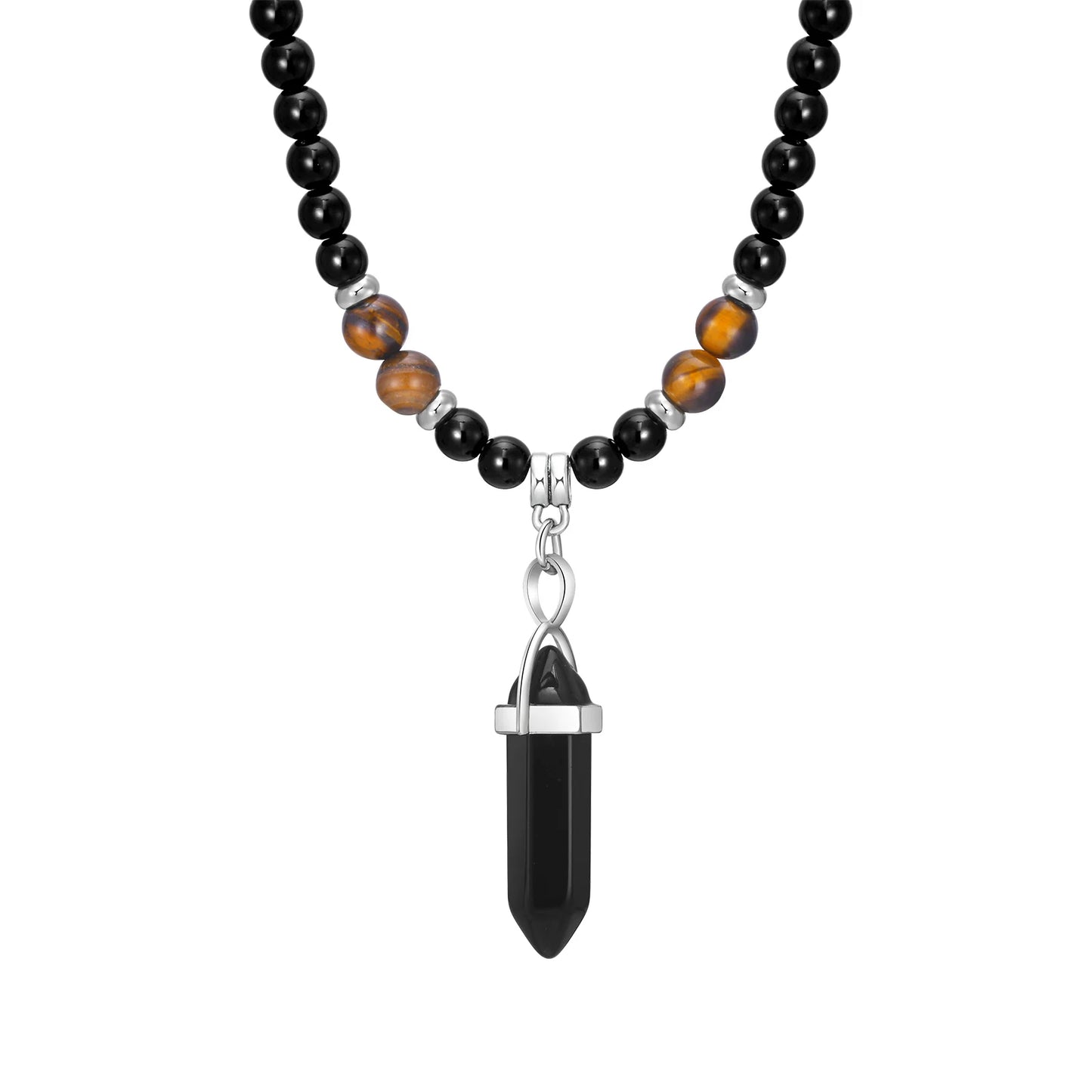 Tibetische Phurba Dolch Halskette – Kilaya & Tigerauge mit Lava Stein