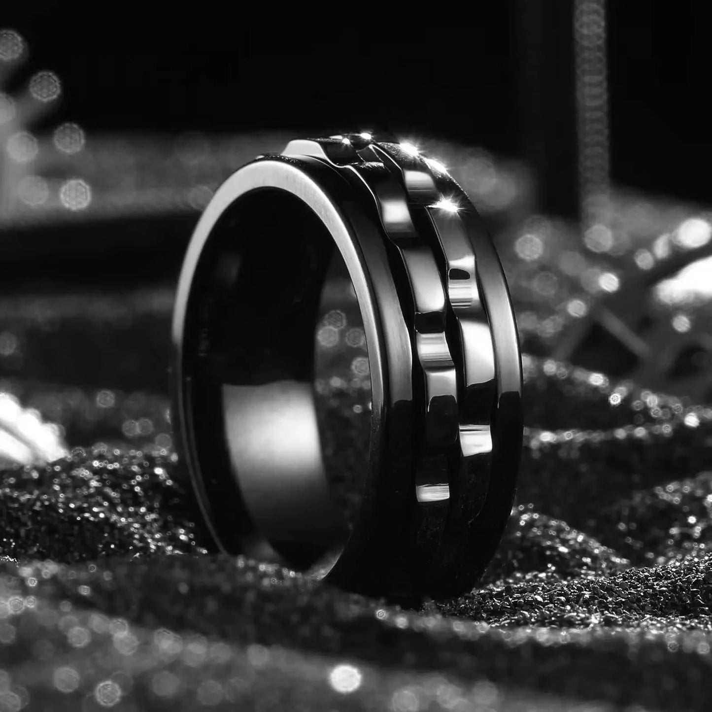 Männer Spinner-Ring – Titanstahl, Anti-Angst, Rotierender Kettenring