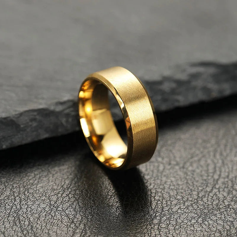 Herren Bandring aus Edelstahl – Schwarz, Gold, Silber, Größen 6–13
