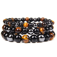 Herren Armband mit Obsidian, Hämatit & Tigerauge – Magnetischer Gesundheitsschutz