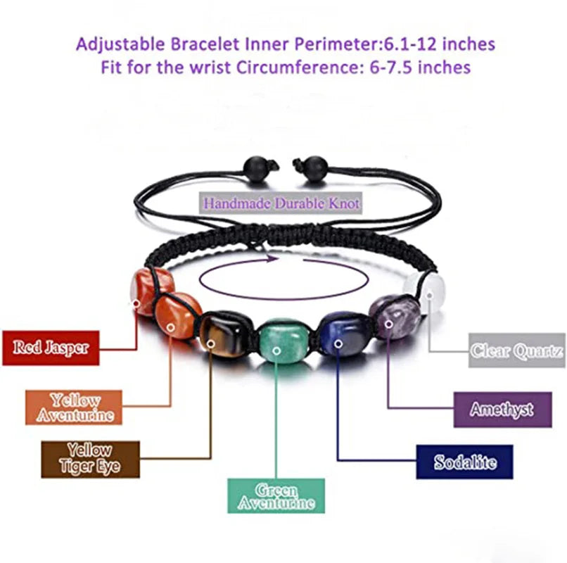 7-Chakra Heilstein Armband – Lavastein & Kristallperlen für Energie & Balance