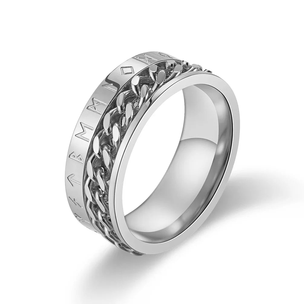 Rotierender Anti-Stress-Ring – Edelstahlring mit Römischen Zahlen für Herren
