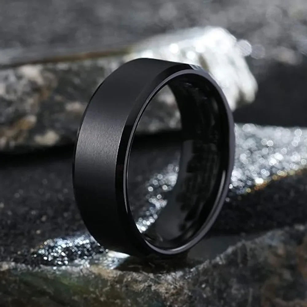 Herren Bandring aus Edelstahl – Schwarz, Gold, Silber, Größen 6–13