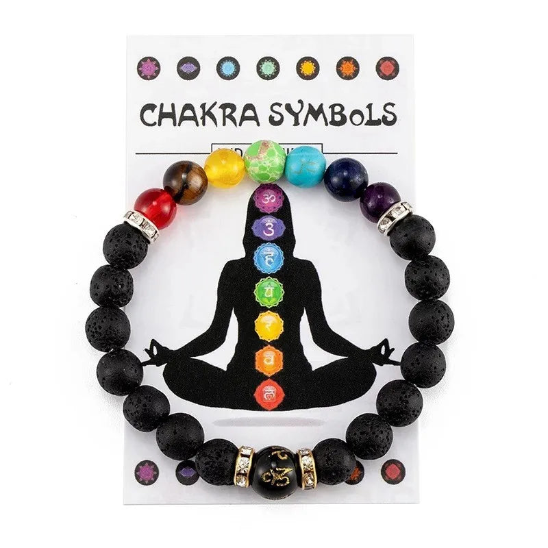 Elastisches Vulkanstein Armband – Buntes Yoga- & Meditationsarmband für Sie & Ihn