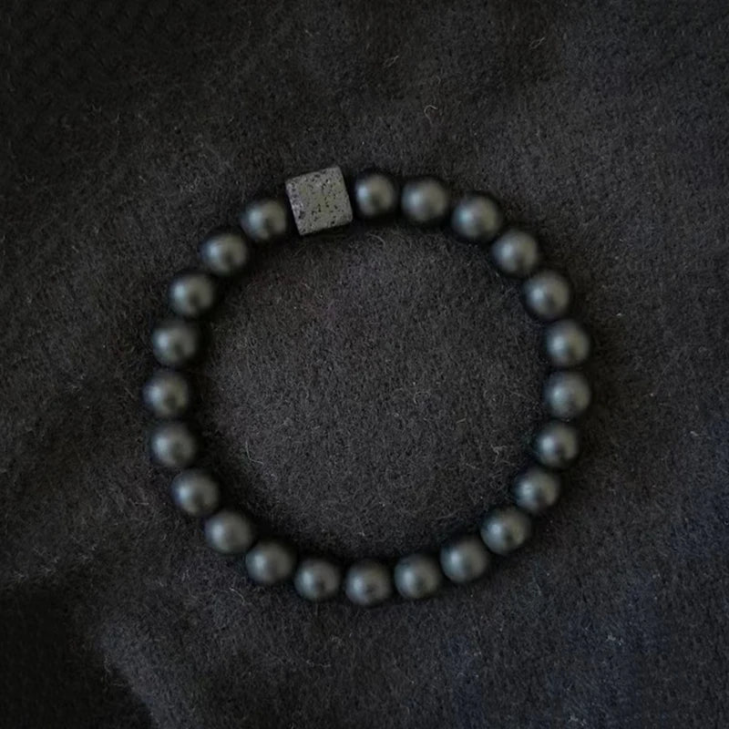 Schwarz Matt Onyx & Lava Armband – Energie & Balance Schmuck