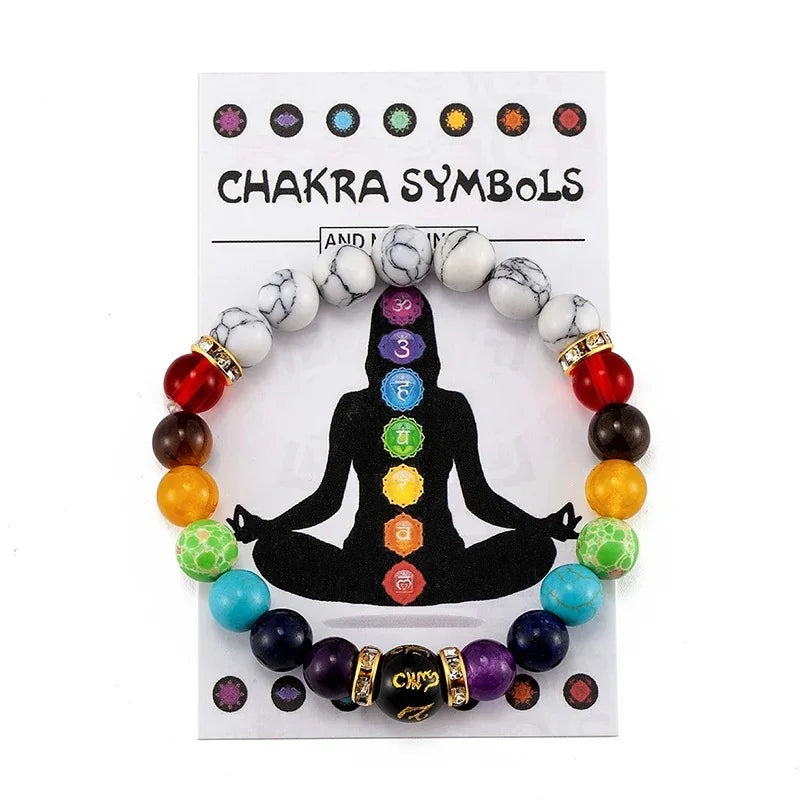 Elastisches Vulkanstein Armband – Buntes Yoga- & Meditationsarmband für Sie & Ihn