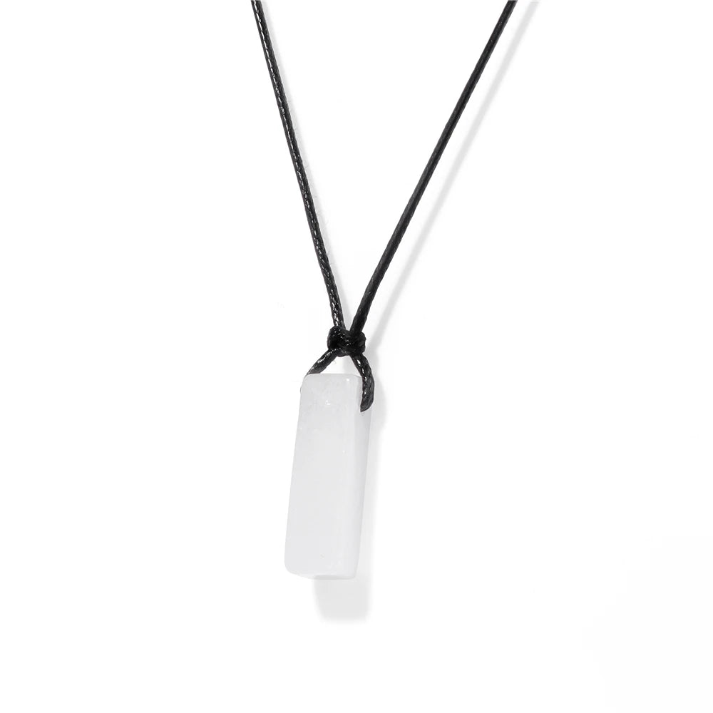 Vintage Herren Halskette – Obsidian & Tigerauge Anhänger mit Lederseil