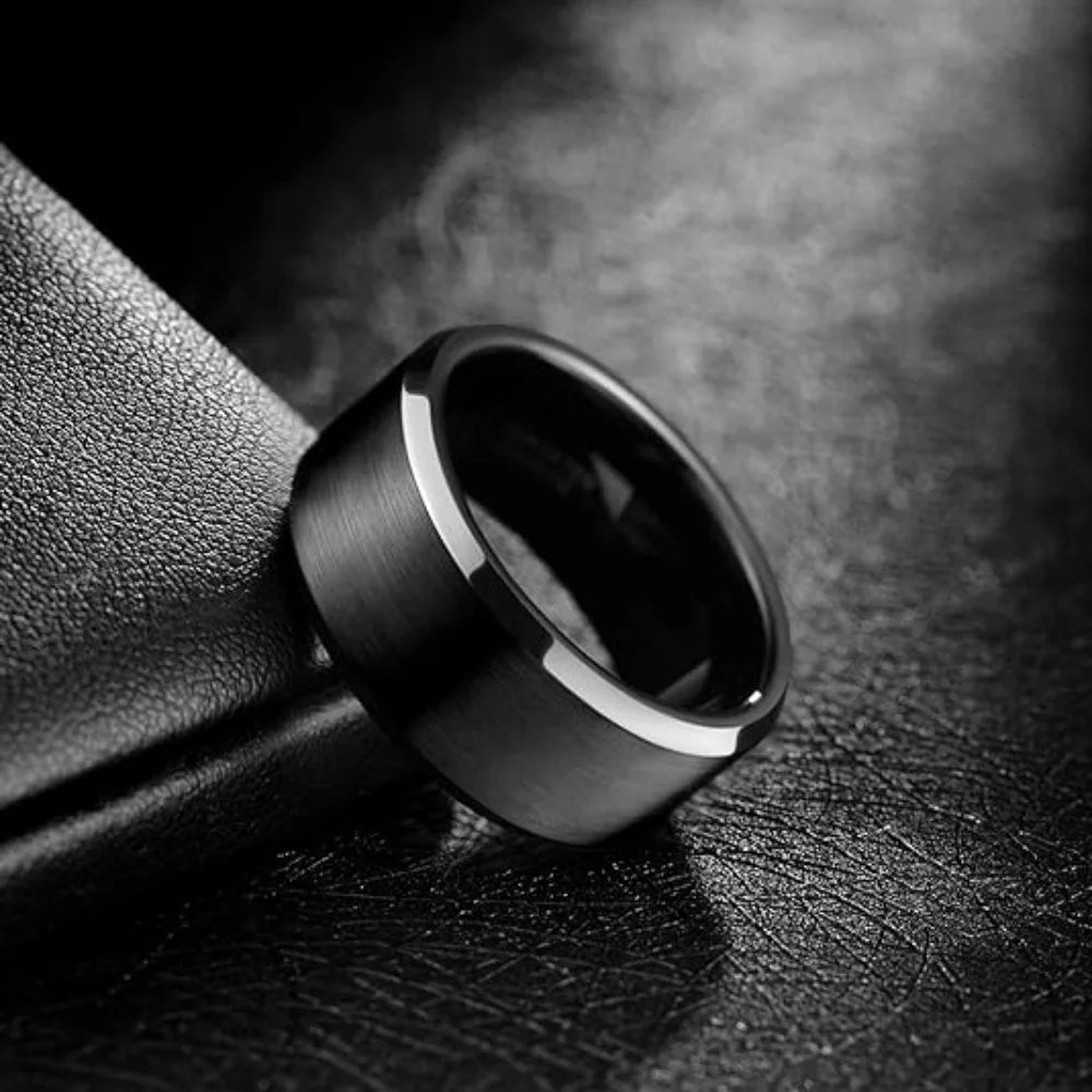 Herren Bandring aus Edelstahl – Schwarz, Gold, Silber, Größen 6–13