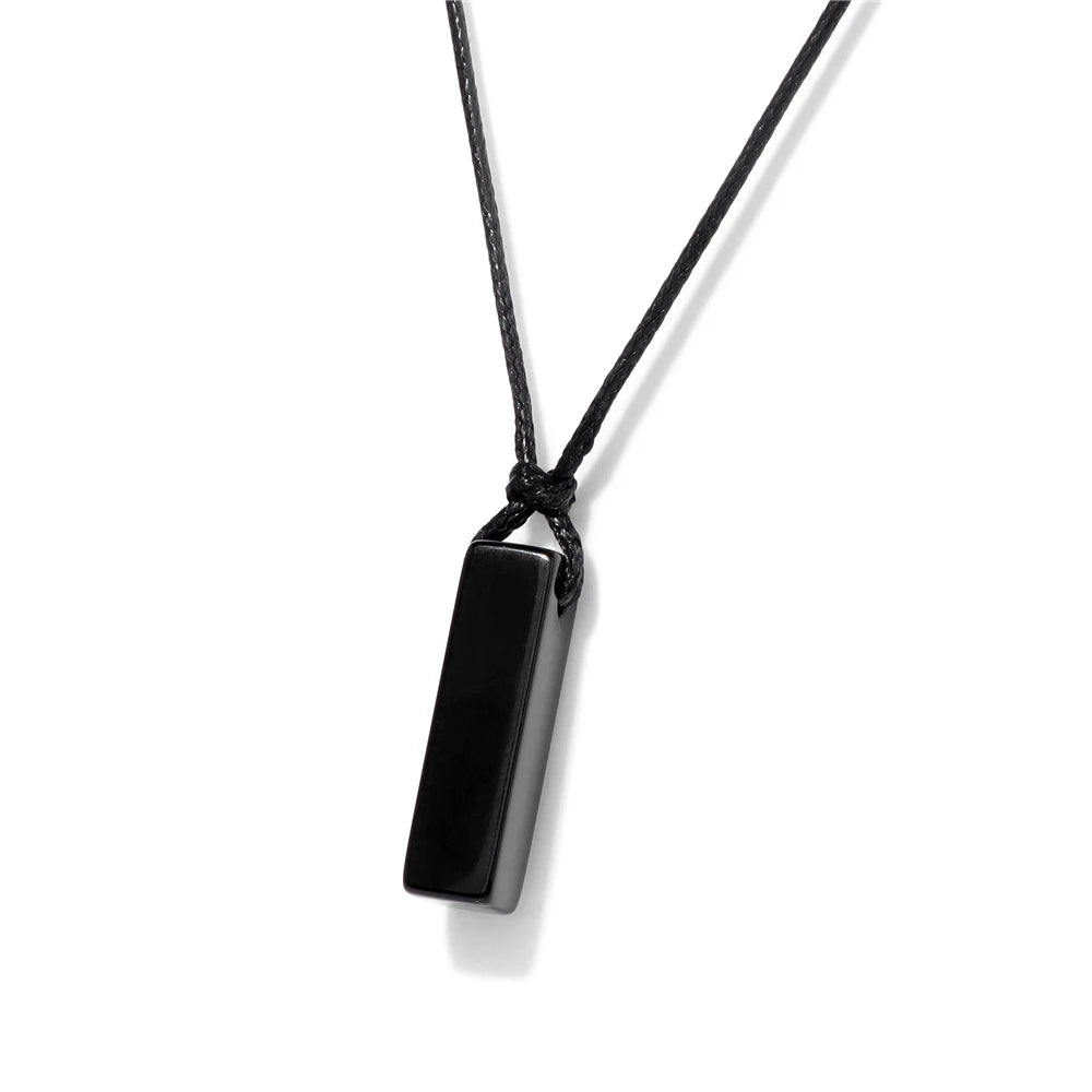 Vintage Herren Halskette – Obsidian & Tigerauge Anhänger mit Lederseil