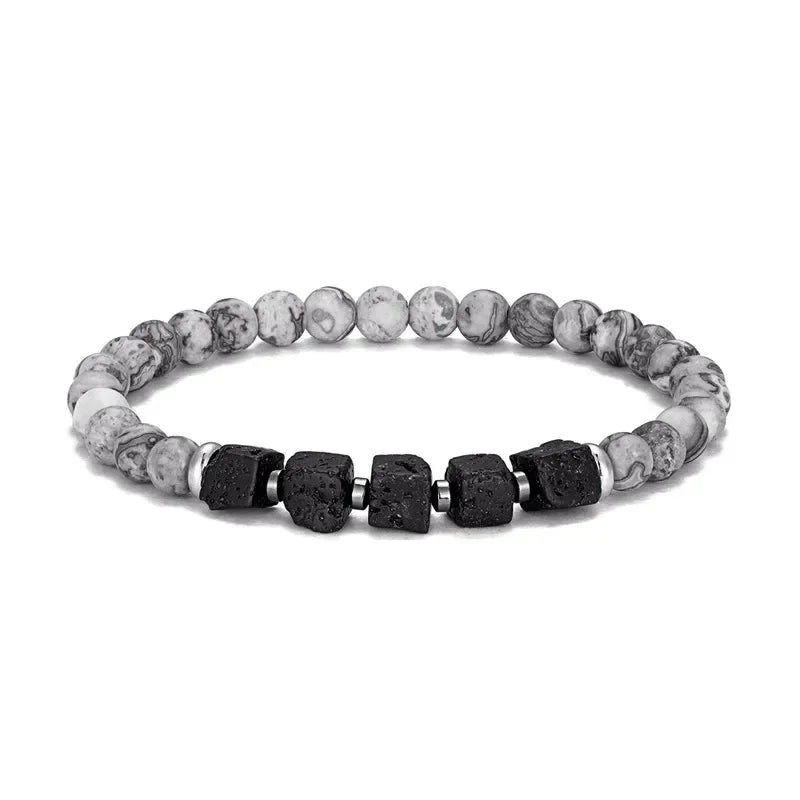 Schwarz Matt Onyx & Lava Armband – Energie & Balance Schmuck