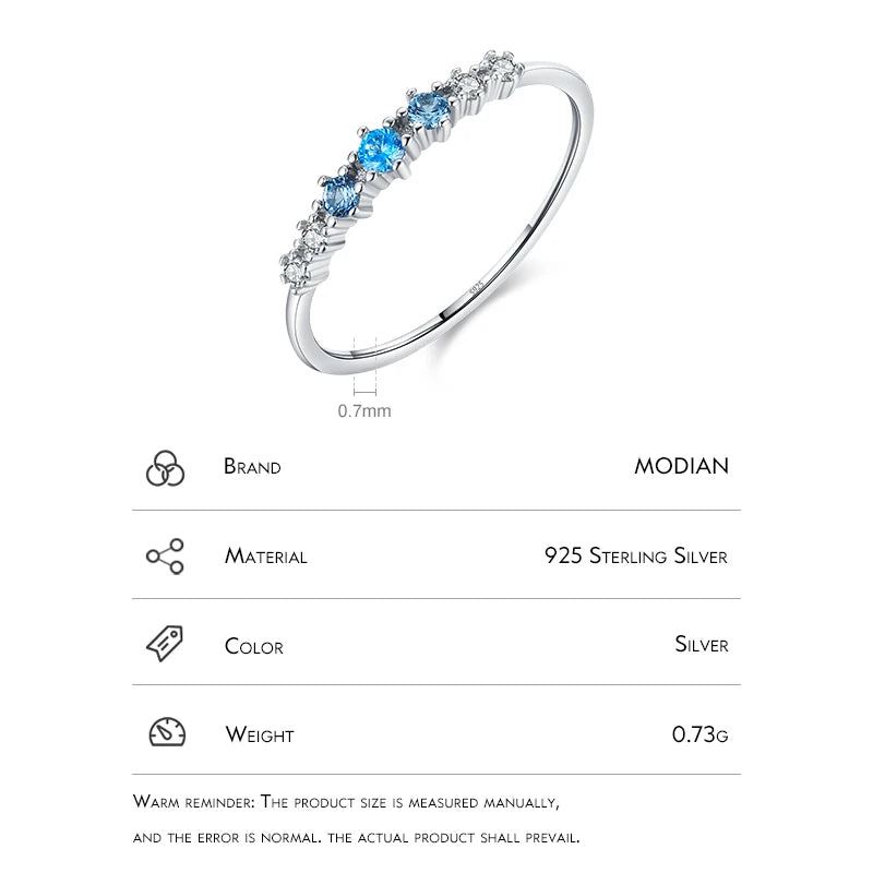 Blue Sparkle – Zarter Silberring mit Zirkonia