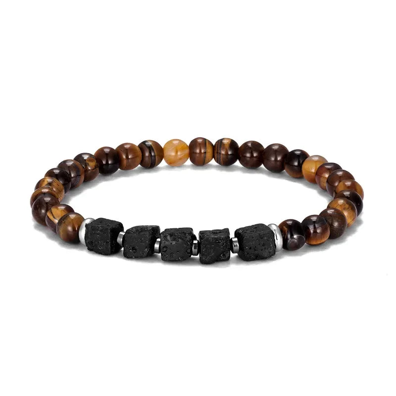 Schwarz Matt Onyx & Lava Armband – Energie & Balance Schmuck