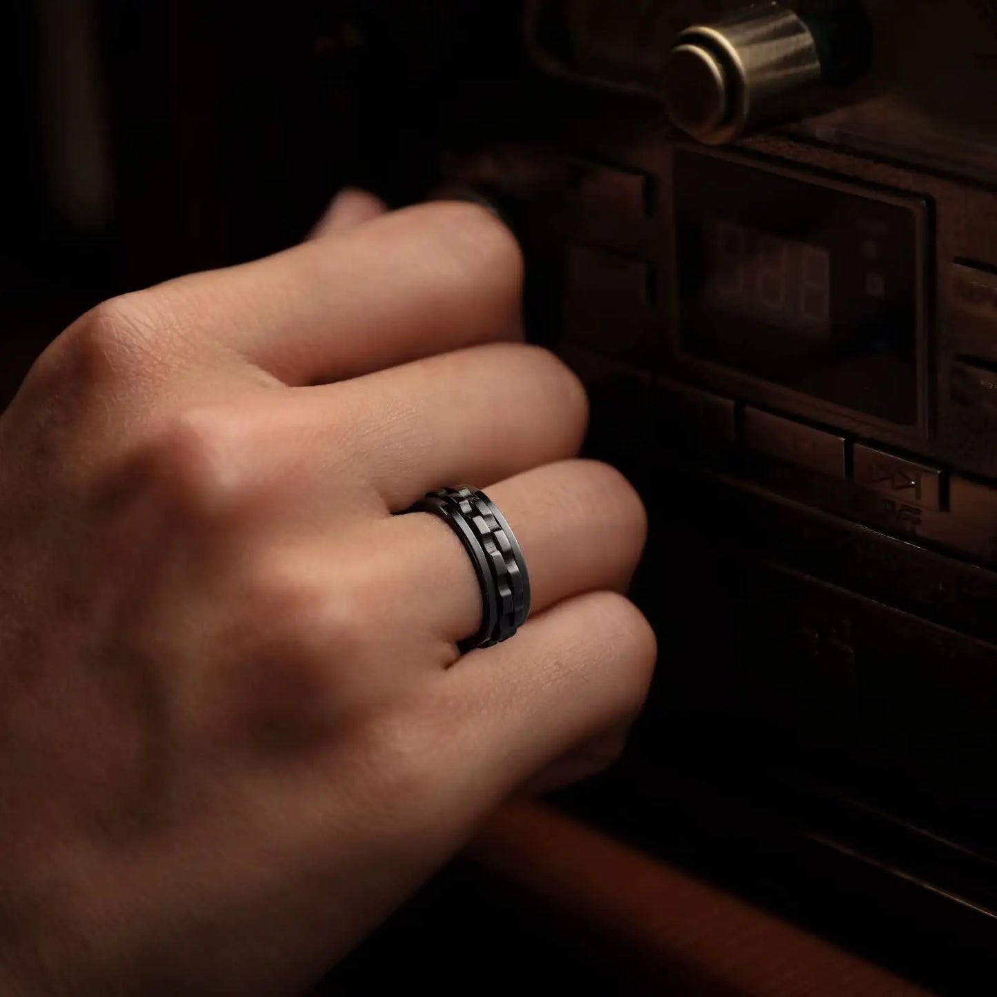Männer Spinner-Ring – Titanstahl, Anti-Angst, Rotierender Kettenring