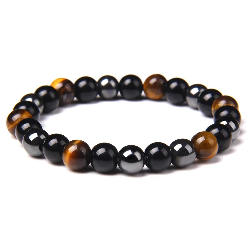 Herren Armband mit Obsidian, Hämatit & Tigerauge – Magnetischer Gesundheitsschutz