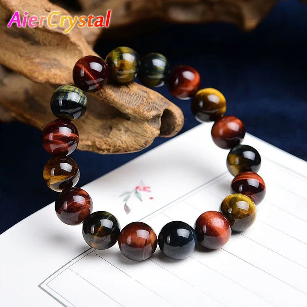 Tigerauge Armband für Paare – Elastisch, mit Heilstein & Buddha-Charm