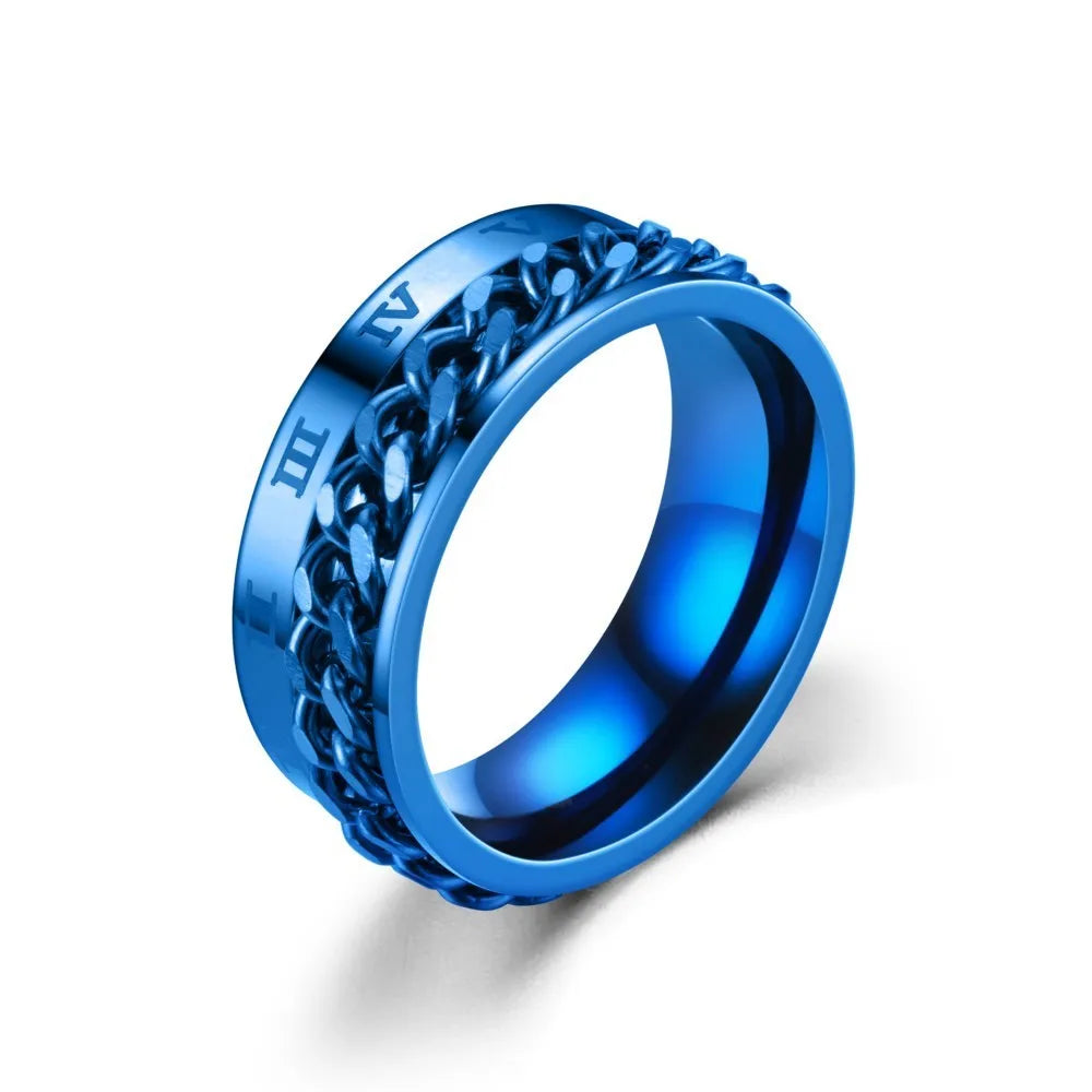 Rotierender Anti-Stress-Ring – Edelstahlring mit Römischen Zahlen für Herren