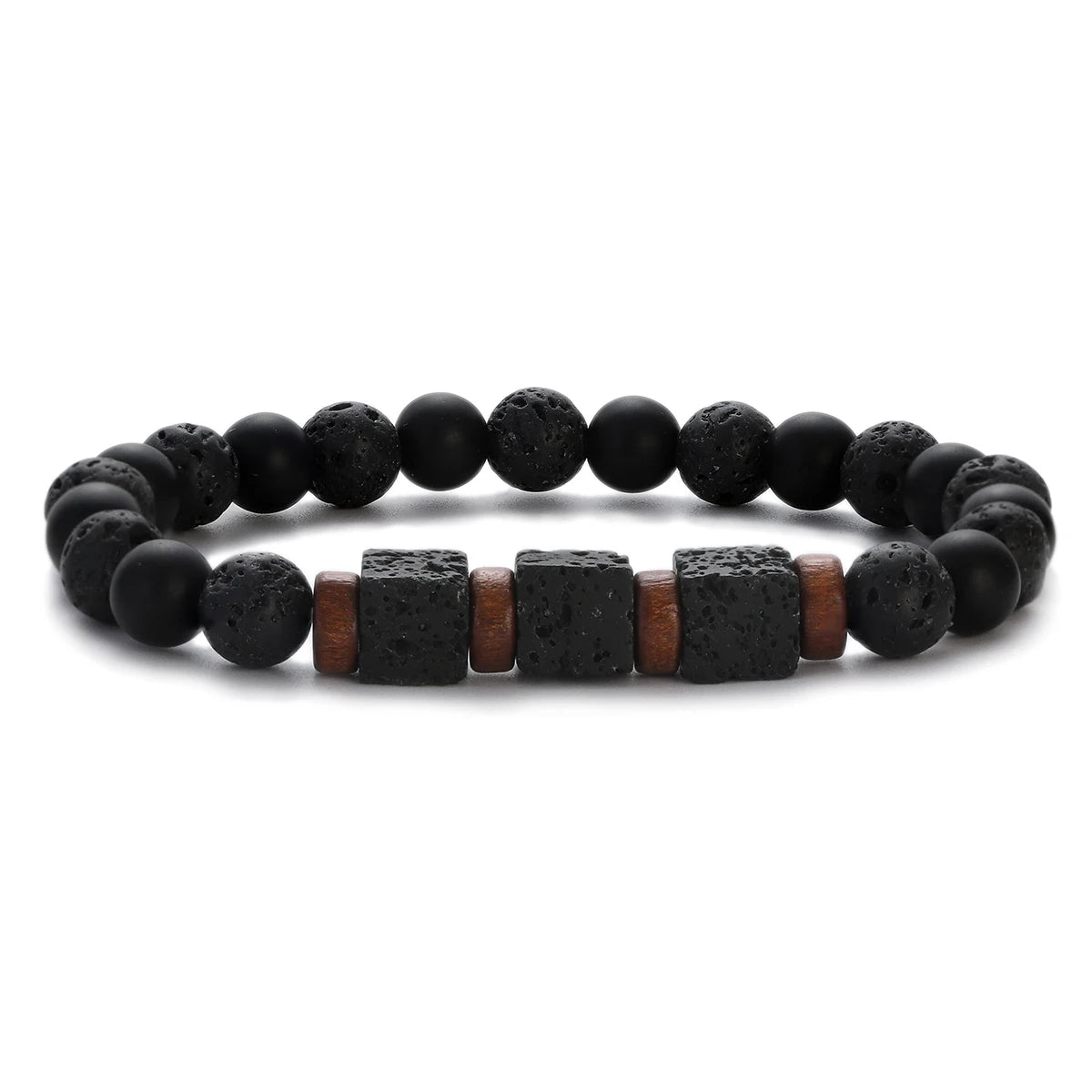 Schwarz Matt Onyx & Lava Armband – Energie & Balance Schmuck