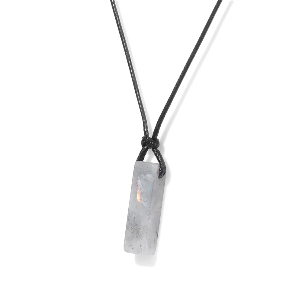 Vintage Herren Halskette – Obsidian & Tigerauge Anhänger mit Lederseil