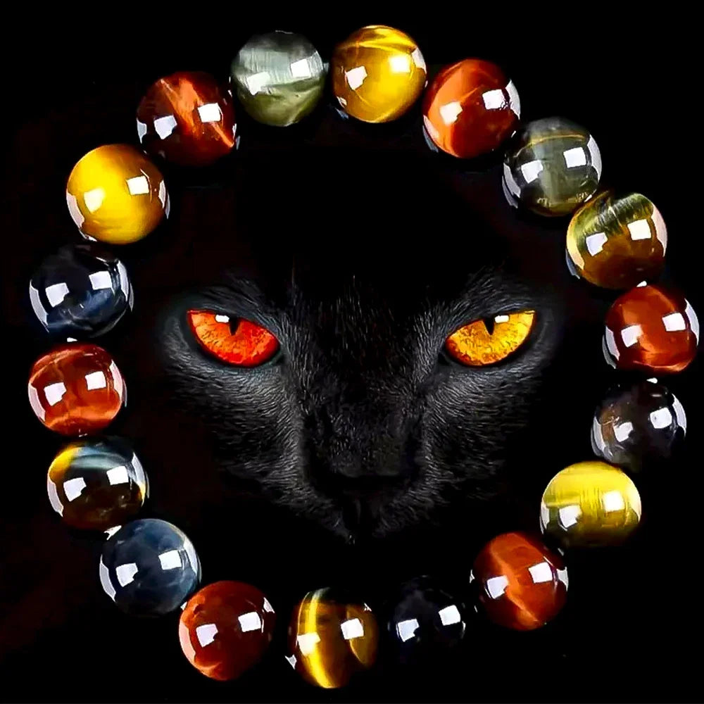 Tigerauge Armband für Paare – Elastisch, mit Heilstein & Buddha-Charm