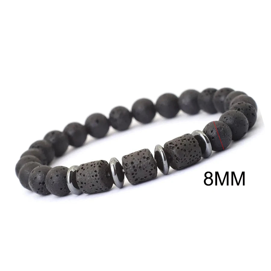 Schwarz Matt Onyx & Lava Armband – Energie & Balance Schmuck
