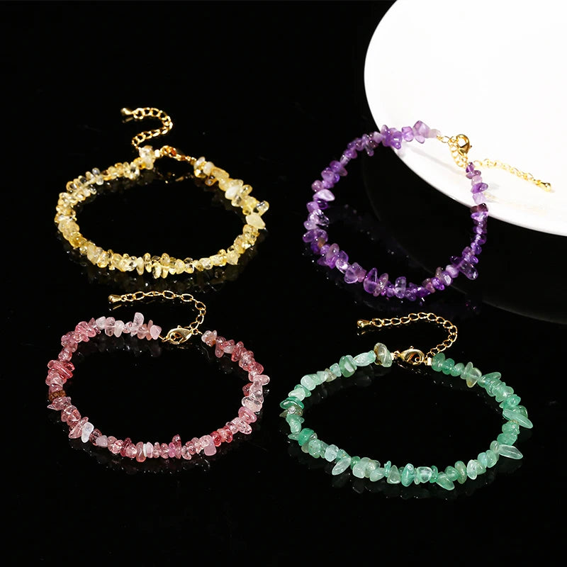 Chakra Armband mit Turmalin, Amethyst & Quarz – Verstellbar, Heilstein Schmuck