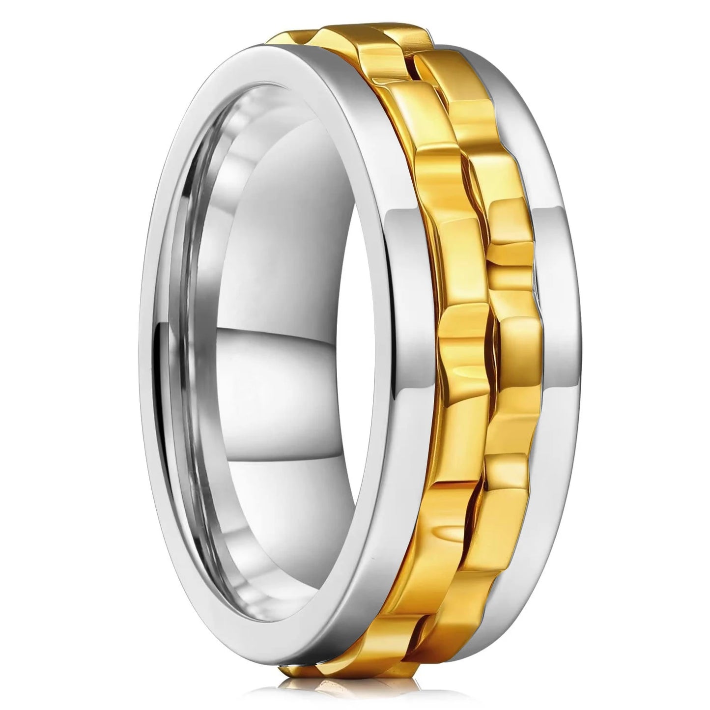 Männer Spinner-Ring – Titanstahl, Anti-Angst, Rotierender Kettenring