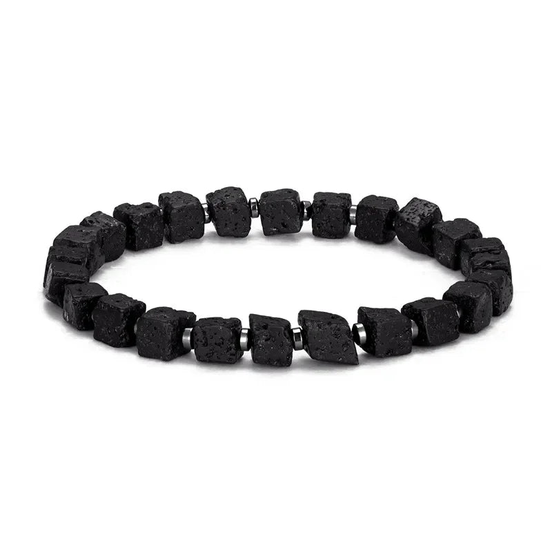 Schwarz Matt Onyx & Lava Armband – Energie & Balance Schmuck
