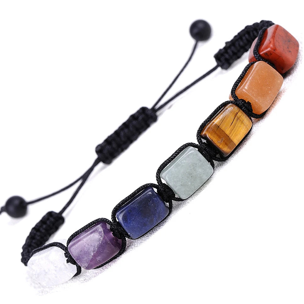 7-Chakra Heilstein Armband – Lavastein & Kristallperlen für Energie & Balance