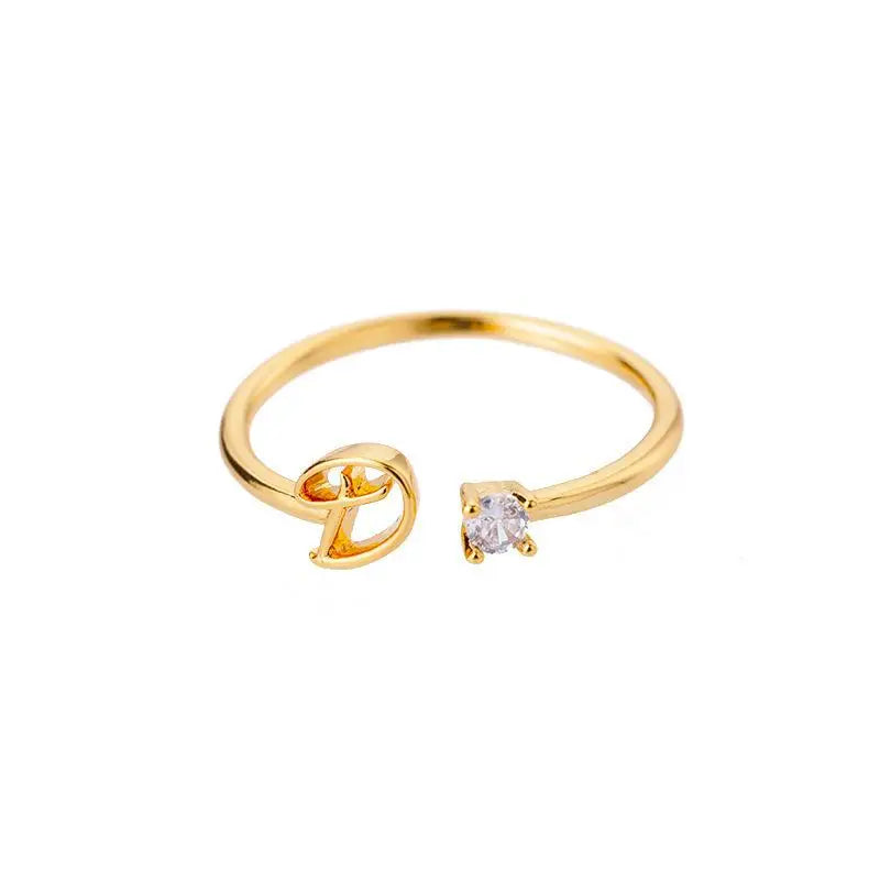 Einstellbarer Edelstahlring mit A–Z Buchstaben