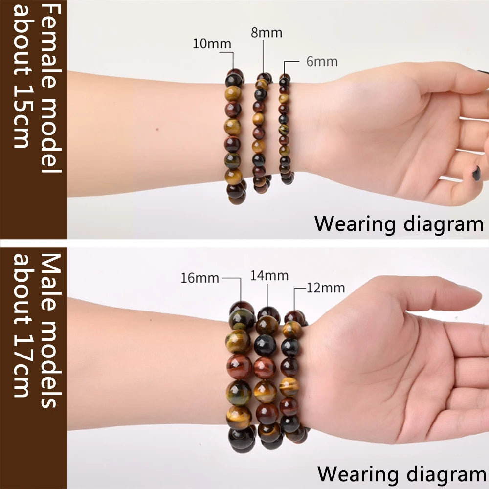 Tigerauge Armband für Paare – Elastisch, mit Heilstein & Buddha-Charm