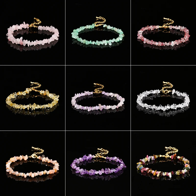 Chakra Armband mit Turmalin, Amethyst & Quarz – Verstellbar, Heilstein Schmuck