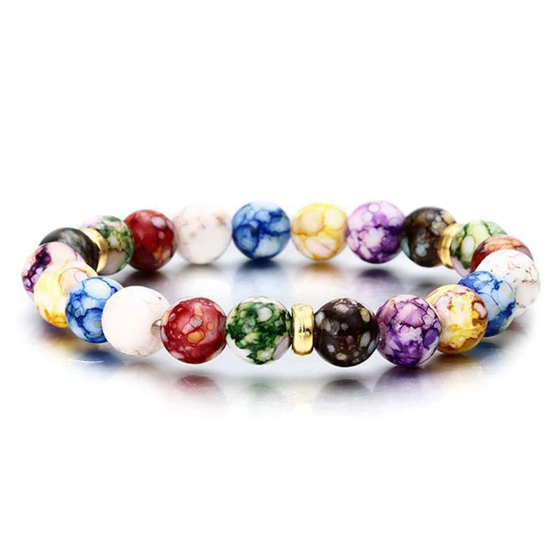 7-Chakra Heilstein Armband – Lavastein & Kristallperlen für Energie & Balance