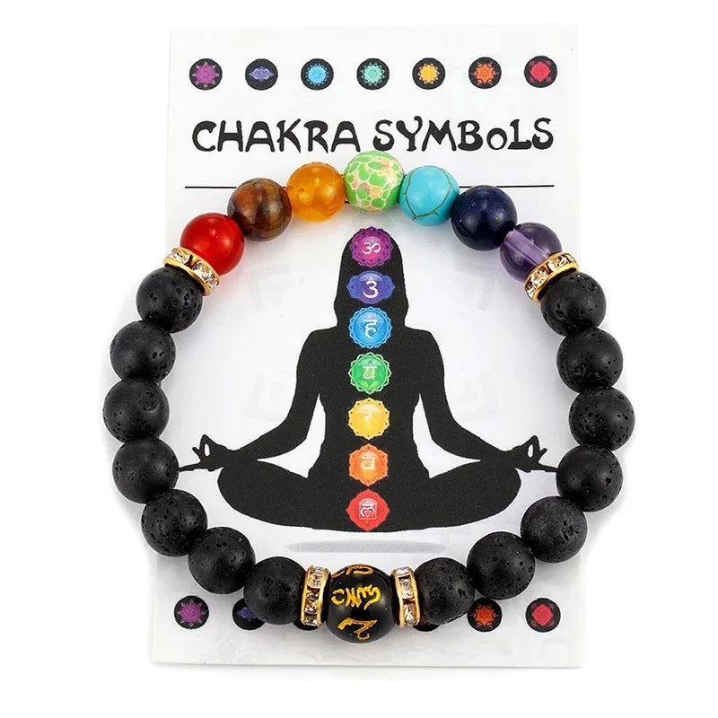 Elastisches Vulkanstein Armband – Buntes Yoga- & Meditationsarmband für Sie & Ihn
