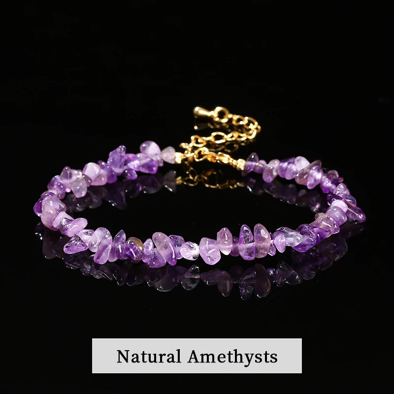 Chakra Armband mit Turmalin, Amethyst & Quarz – Verstellbar, Heilstein Schmuck