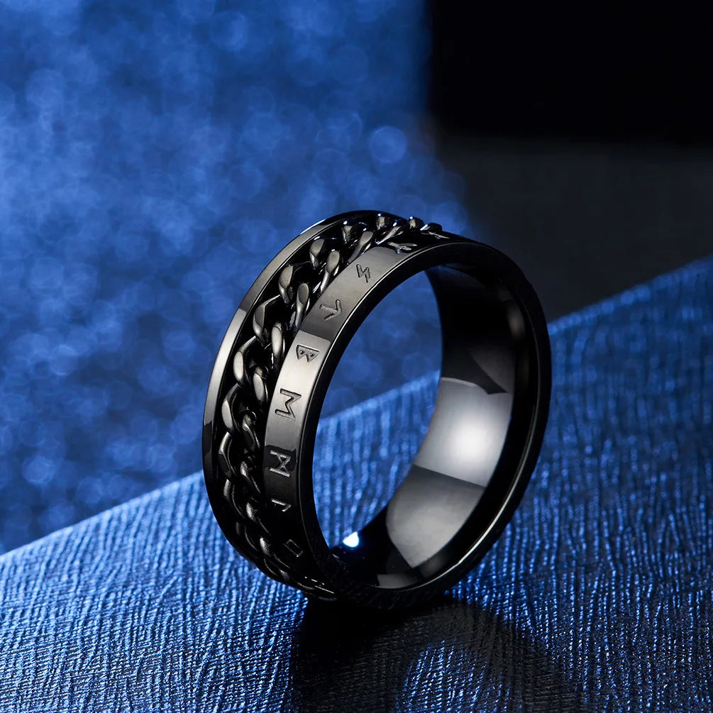Rotierender Anti-Stress-Ring – Edelstahlring mit Römischen Zahlen für Herren