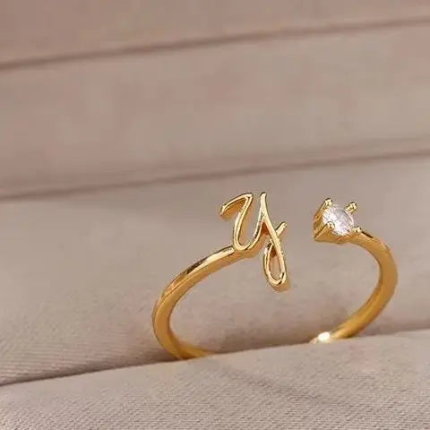 Einstellbarer Edelstahlring mit A–Z Buchstaben