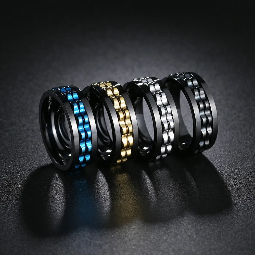 Männer Spinner-Ring – Titanstahl, Anti-Angst, Rotierender Kettenring