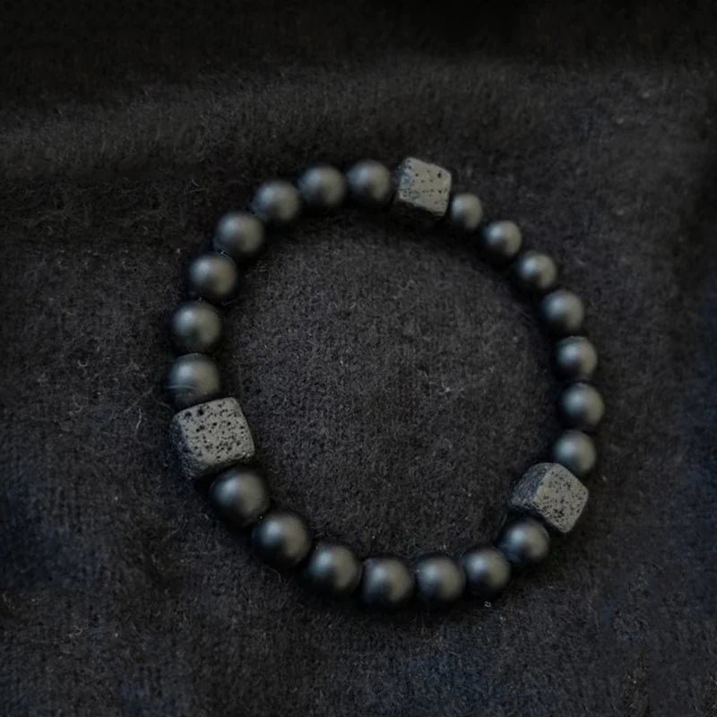 Schwarz Matt Onyx & Lava Armband – Energie & Balance Schmuck
