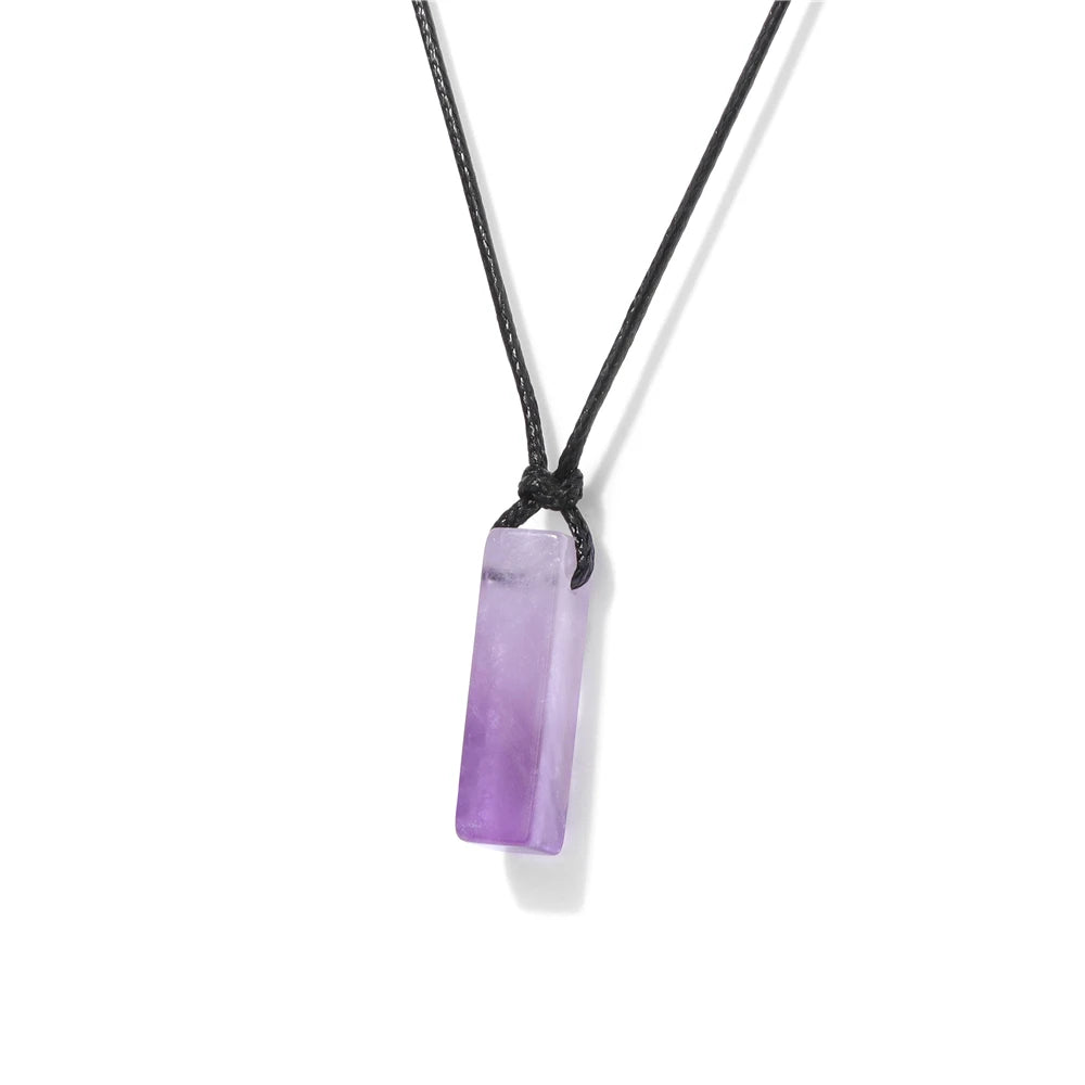 Vintage Herren Halskette – Obsidian & Tigerauge Anhänger mit Lederseil