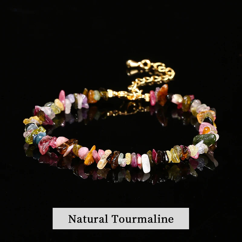 Chakra Armband mit Turmalin, Amethyst & Quarz – Verstellbar, Heilstein Schmuck
