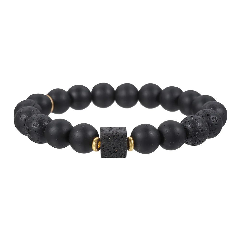 Schwarz Matt Onyx & Lava Armband – Energie & Balance Schmuck