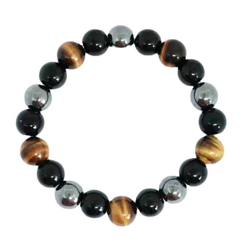 Herren Armband mit Obsidian, Hämatit & Tigerauge – Magnetischer Gesundheitsschutz