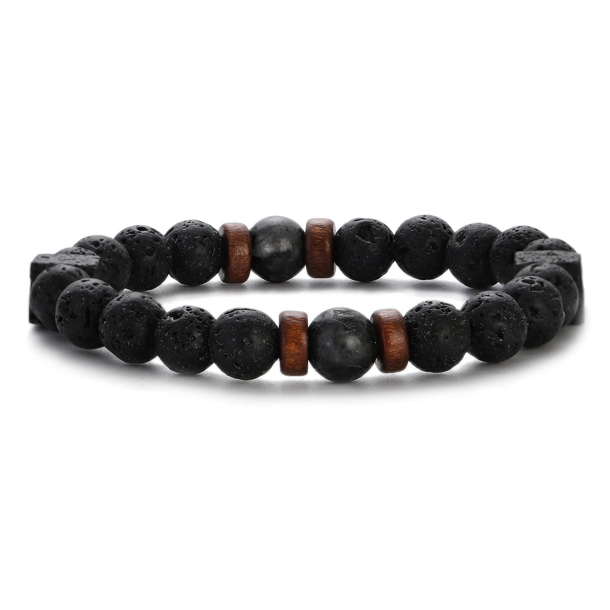 Schwarz Matt Onyx & Lava Armband – Energie & Balance Schmuck