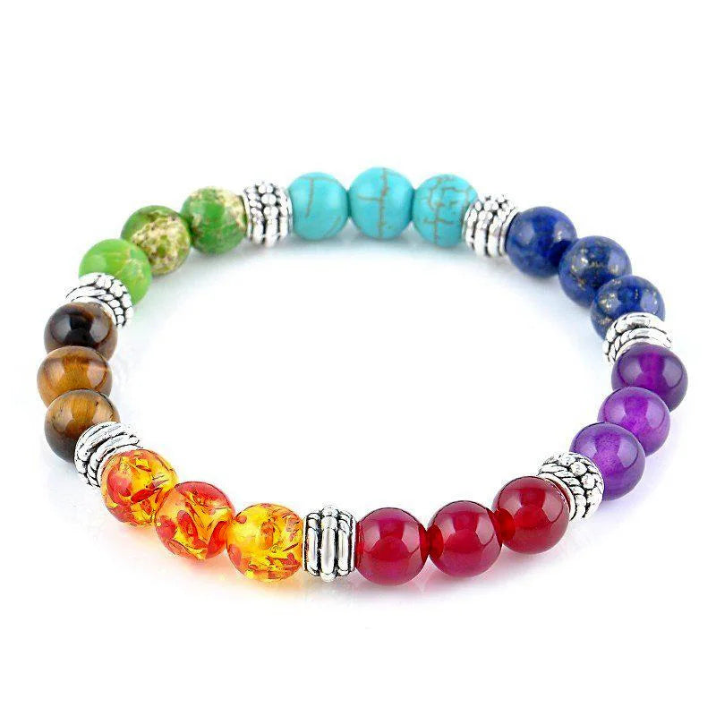 7-Chakra Heilstein Armband – Lavastein & Kristallperlen für Energie & Balance
