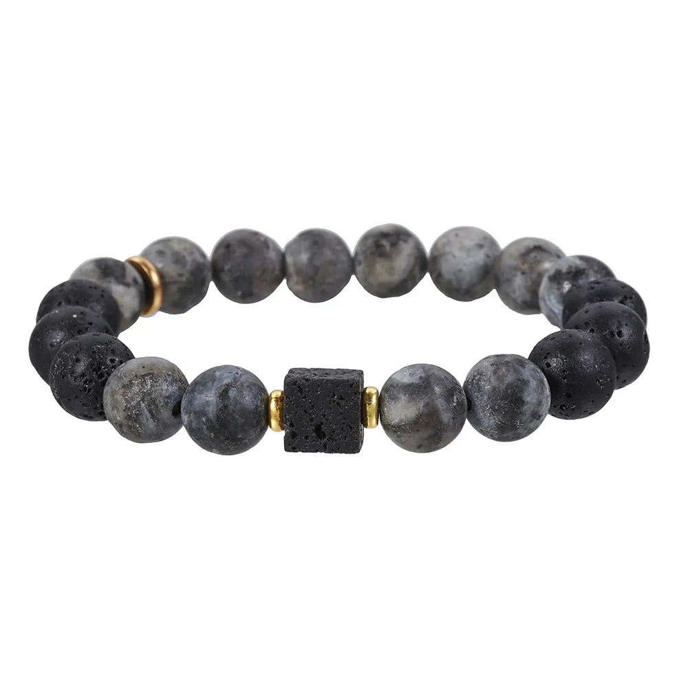 Schwarz Matt Onyx & Lava Armband – Energie & Balance Schmuck