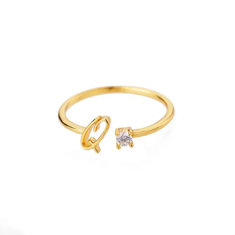 Einstellbarer Edelstahlring mit A–Z Buchstaben