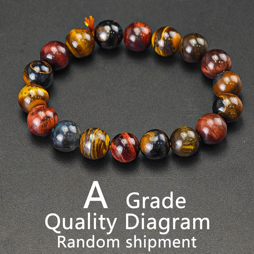 Tigerauge Armband für Paare – Elastisch, mit Heilstein & Buddha-Charm